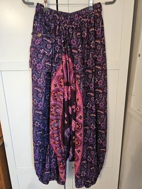 Vintage Belma 100% Cotton Harem Pants Made in India Boho Elephant Mandala Print